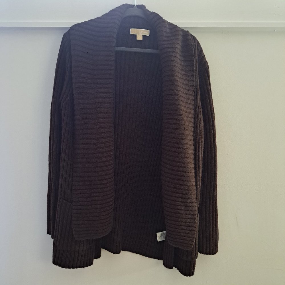 MICHAEL Michael Kors Brown Open Front Shawl Collar Cardigan